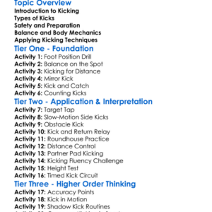 Kicking Techniques Worksheet Activity Booklet