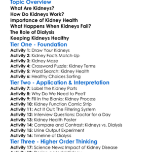 Kidney Function And Dialysis Worksheet Activity Booklet