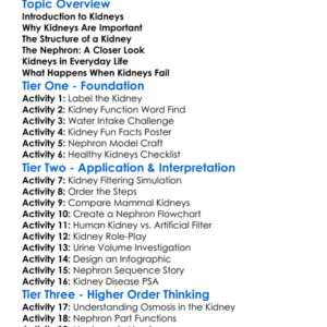 Kidneys And Nephron Structure Worksheet Activity Booklet