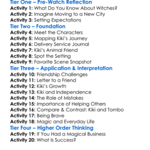 Kikis Delivery Service Worksheet Activity Booklet