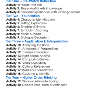 Kill Bill Vol 1 2003 Worksheet Activity Booklet