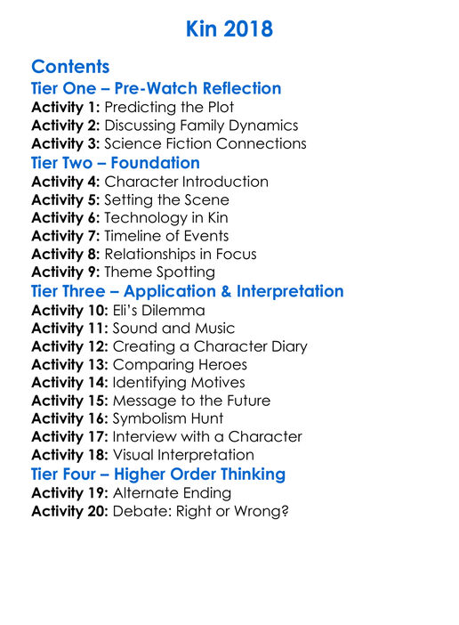 Kin 2018 Worksheet Activity Booklet