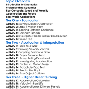 Kinematics And Dynamics Worksheet Activity Booklet