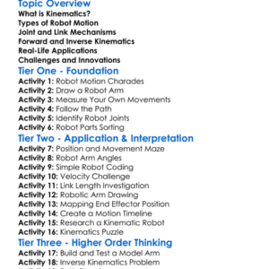 Kinematics Of Robots Worksheet Activity Booklet