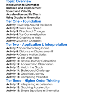 Kinematics Worksheet Activity Booklet