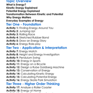 Kinetic And Potential Energy Worksheet Activity Booklet