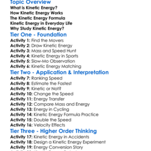 Kinetic Energy Worksheet Activity Booklet