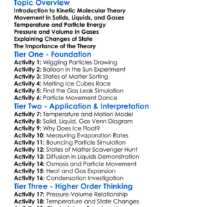 Kinetic Molecular Theory Worksheet Activity Booklet