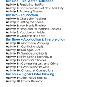 King Of New York 1990 Worksheet Activity Booklet