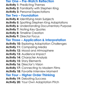 King On Screen 2023 Worksheet Activity Booklet