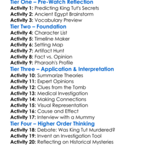 King Tuts Final Secrets 2005 Worksheet Activity Booklet