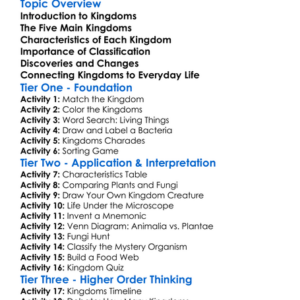 Kingdoms Of Life Worksheet Activity Booklet
