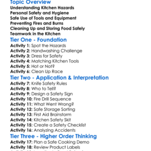 Kitchen Safety Worksheet Activity Booklet