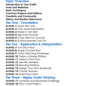 Knitting And Crochet Basics Worksheet Activity Booklet