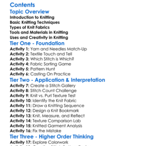 Knitting Techniques And Types Of Knit Fabrics Worksheet Activity Booklet