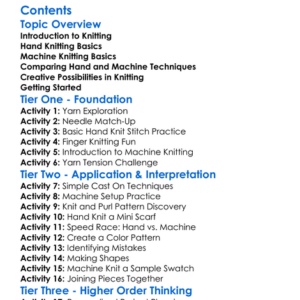 Knitting Techniques Hand And Machine Worksheet Activity Booklet