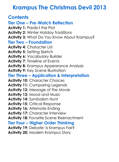 Krampus The Christmas Devil 2013 Worksheet Activity Booklet