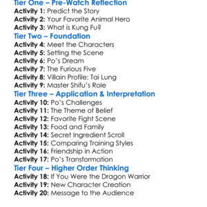 Kung Fu Panda 1 Worksheet Activity Booklet