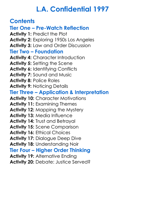 La Confidential 1997 Worksheet Activity Booklet