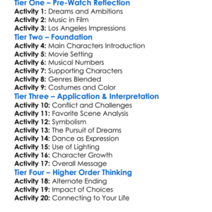 La La Land 2016 Worksheet Activity Booklet