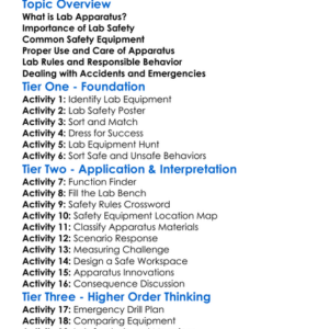 Lab Apparatus And Safety Worksheet Activity Booklet