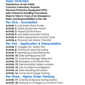 Lab Safety And Chemical Handling Worksheet Activity Booklet