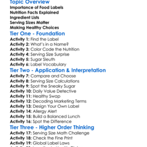 Label Reading And Food Choices Worksheet Activity Booklet