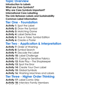 Labelling And Care Symbols Worksheet Activity Booklet