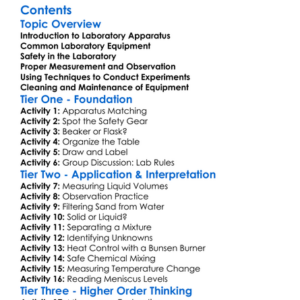 Laboratory Apparatus And Techniques Worksheet Activity Booklet