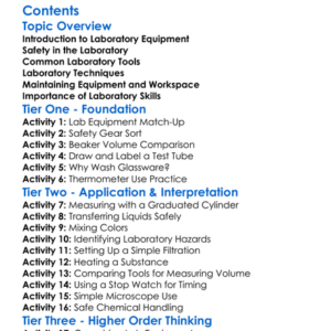 Laboratory Equipment And Techniques Worksheet Activity Booklet