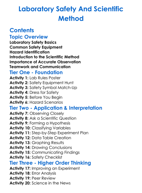 Laboratory Safety And Scientific Method Worksheet Activity Booklet