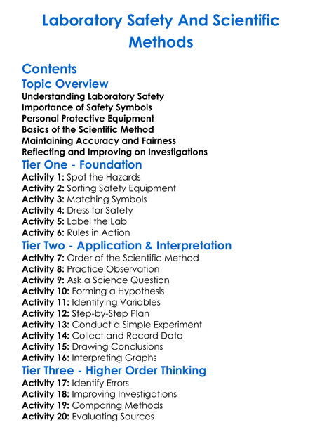 Laboratory Safety And Scientific Methods Worksheet Activity Booklet