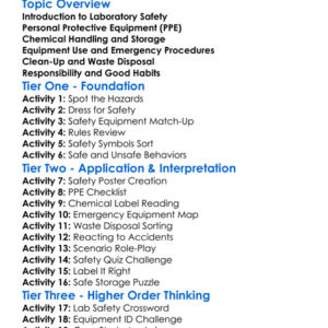 Laboratory Safety Worksheet Activity Booklet