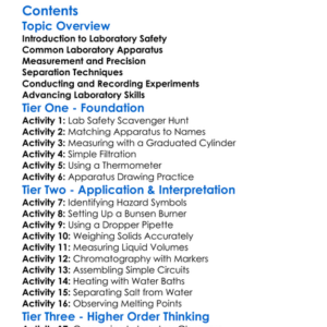 Laboratory Techniques And Apparatus Worksheet Activity Booklet