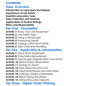 Laboratory Techniques In Human Biology Worksheet Activity Booklet