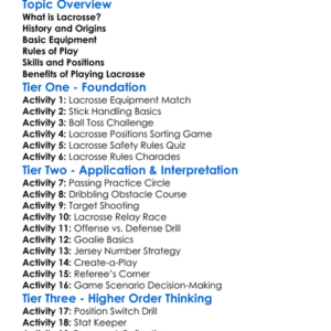 Lacrosse Basics Worksheet Activity Booklet