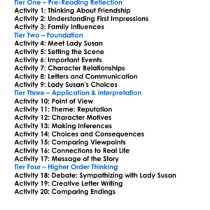 Lady Susan Jane Austen Worksheet Activity Booklet