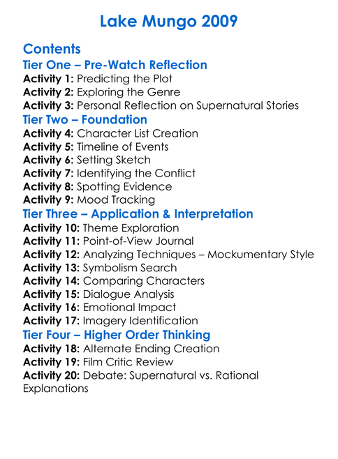 Lake Mungo 2009 Worksheet Activity Booklet