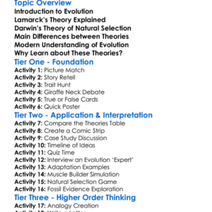 Lamarck Vs Darwin Theories Worksheet Activity Booklet