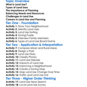 Land Use And Planning Worksheet Activity Booklet