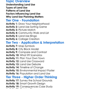 Land Use Patterns Worksheet Activity Booklet