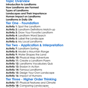 Landforms And Landscapes Worksheet Activity Booklet