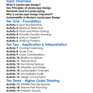 Landscape Design Principles Worksheet Activity Booklet