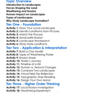 Landscape Formation Worksheet Activity Booklet