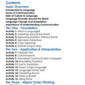 Language And Communication In Cultures Worksheet Activity Booklet
