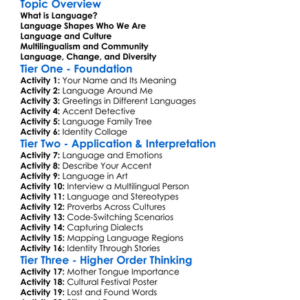 Language And Identity Worksheet Activity Booklet
