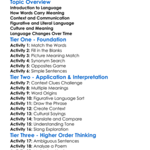 Language And Meaning Worksheet Activity Booklet