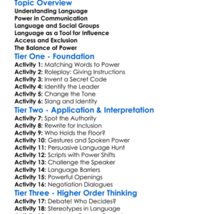Language And Power Worksheet Activity Booklet