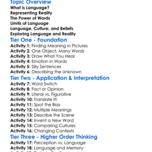 Language And Reality Worksheet Activity Booklet