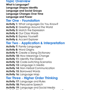 Language And Society Worksheet Activity Booklet